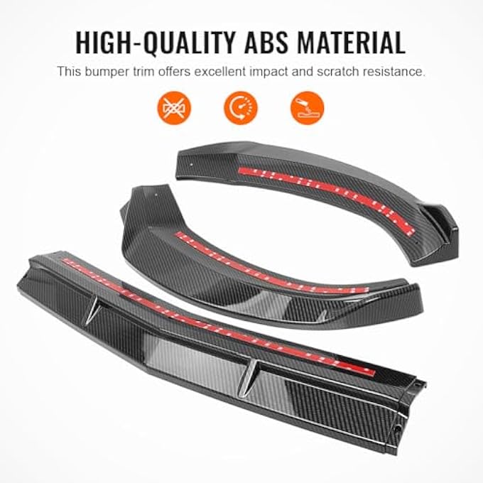 GZYF ABS Auto Front Bumper Lip Cover Trim Compatible with 2015-2018 Mercedes Benz C-Class W205 Sport DP Style, Carbon Fiber Look - Image 5