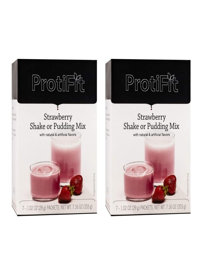 PROTIFIT - High Protein Strawberry Pudding & Shake Mix 2 Pack, 15g Protein, Low Calorie, Low Fat, Low Carb, Aspartame Free, Idea Protein Compatible, Meal Replacement, 7 Servings Per Box, (2 Pack) - Image 1