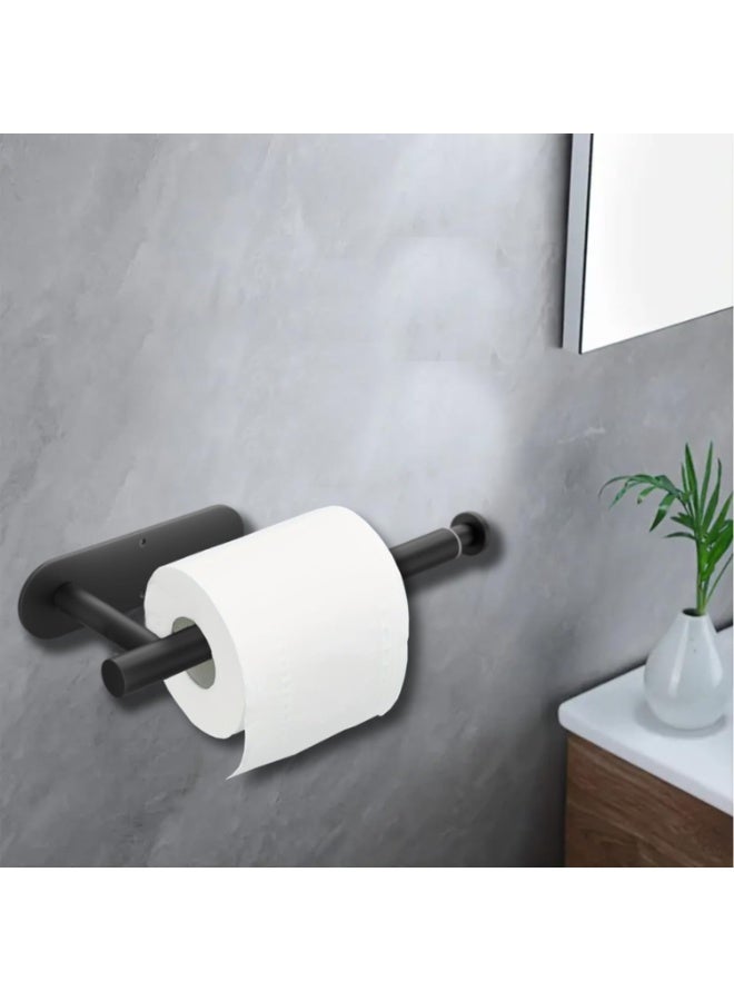 DGYB Black Self Adhesive Toilet Paper Holder Wall Mount 1 Pcs SUS304 Stainless Steel Toilet Roll Holder Adjustable 9in ~15in Hanging Paper Towel Holder for Bathroom Kitchen Under Cabinet Fridge - Image 2