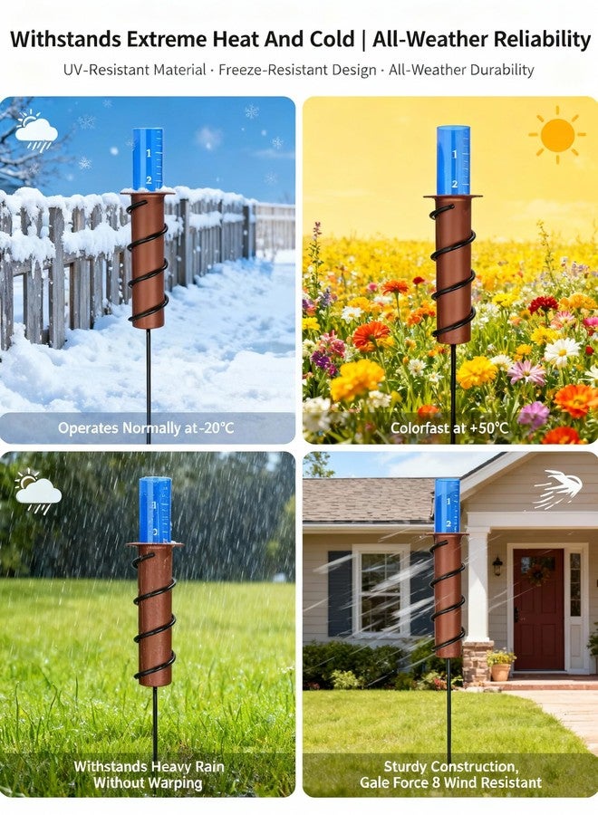 POJUZILE 7.8-inch Large Freeze Proof Rain Gauge Outdoor, Durable Plastic Floating Rain Gauges Tube with Long Steel Stake for Yard/Farm/Garden, Accurate Rainfall Measurement & Outdoors Watering Tools - Image 5