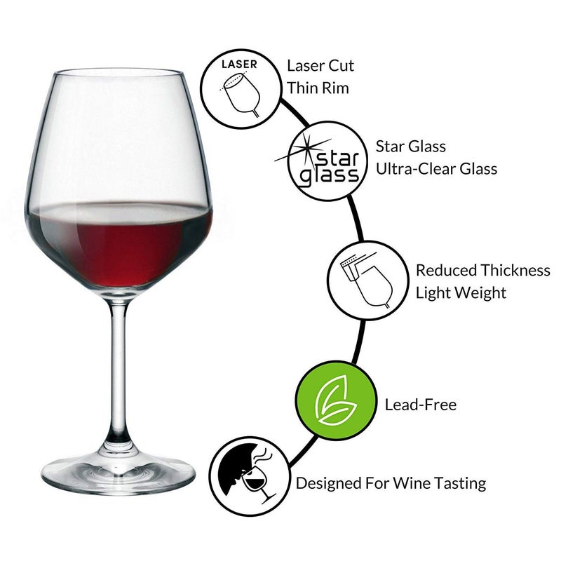 Cloudsell Red Wine Glass Set 350 ml Transparent Set of 6 pcs - Image 3