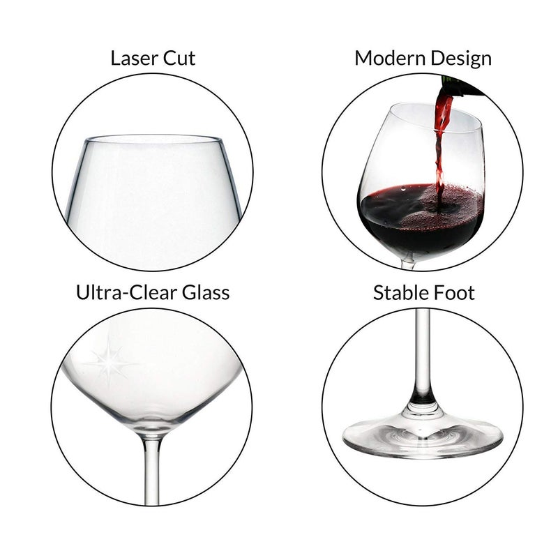 Cloudsell Red Wine Glass Set 350 ml Transparent Set of 6 pcs - Image 2