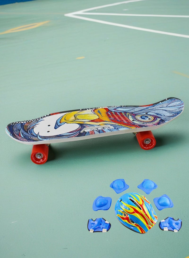 إيزي فيتشور لوح تزلج سهل المستقبل للأطفال - لوح تزلج صغير قصير للأولاد والبنات من سن 6 إلى 12 عامًا، لوح تزلج صغير كامل للشباب والمراهقين والمبتدئين، بما في ذلك مجموعة معدات الحماية الكاملة - Image 1