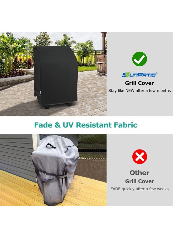 غطاء الشواية 32 بوصة، أغطية مقاومة للماء لمدخن عمودي صغير للحرق، خفيفة الوزن تشغيل/إيقاف تشغيل سهلة، شوايات ملائمة مقاومة للغبار للأشعة فوق البنفسجية مع جداول جانبية مطوية، حماية من جميع الأحوال الجوية - Image 4