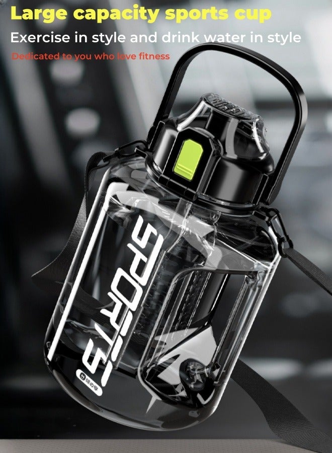 SPORT كوب ماء زجاجة مياه رياضية خارجية بسعة كبيرة مع مقاومة درجات الحرارة العالية أسود 1800 مل - Image 3