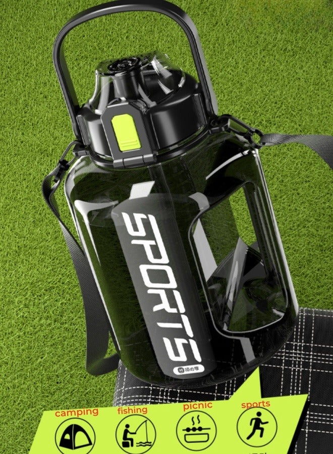 SPORT كوب ماء زجاجة مياه رياضية خارجية بسعة كبيرة مع مقاومة درجات الحرارة العالية أسود 1800 مل - Image 4