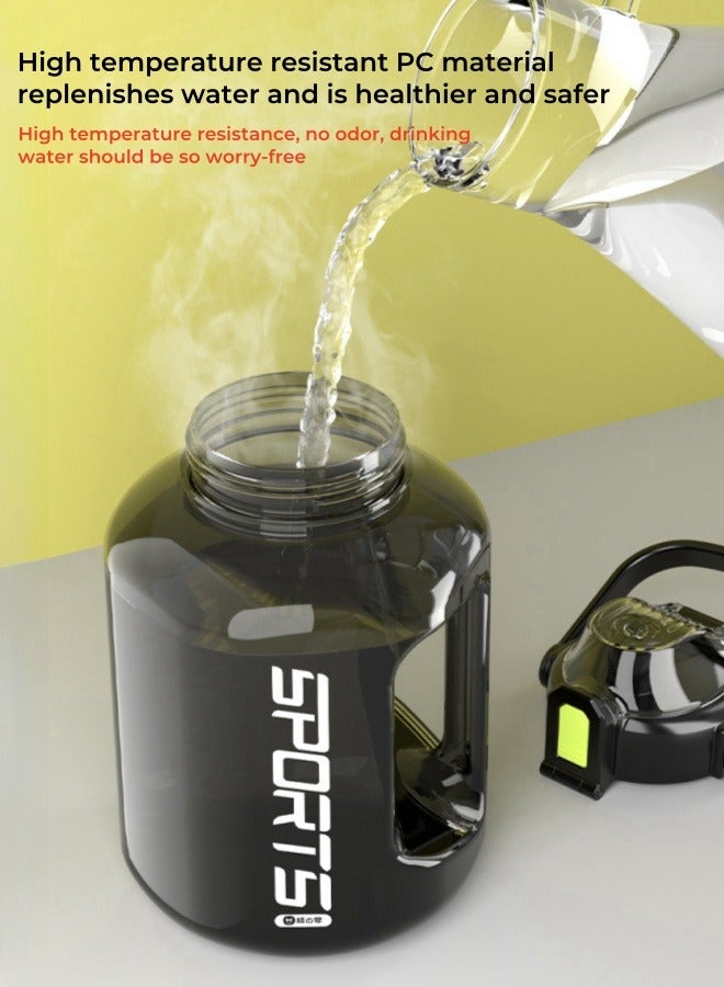 SPORT كوب ماء زجاجة مياه رياضية خارجية بسعة كبيرة مع مقاومة درجات الحرارة العالية أسود 1800 مل - Image 5