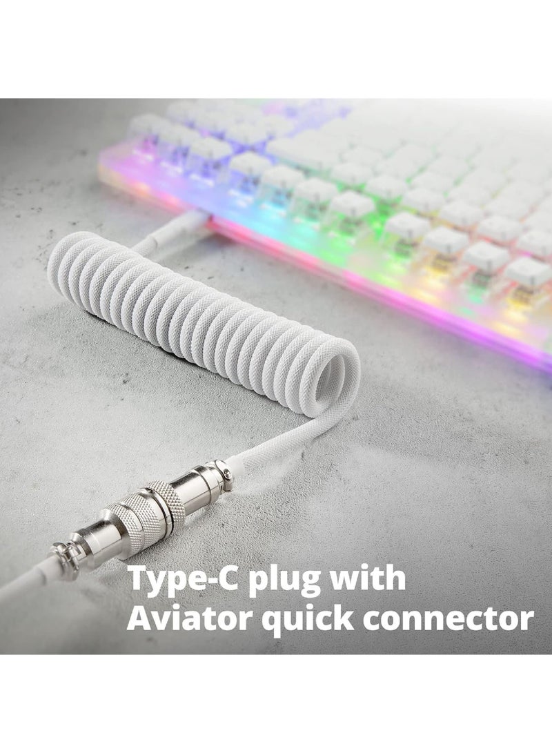 Captaintech Pro Coiled USB-C to USB-A Cable (1.5M) – Double-Sleeved Mechanical Keyboard Cable with Detachable Aviator Connector | Gaming u0026 Custom PC ﻿ - Image 3