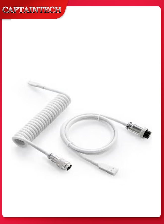 Captaintech Pro Coiled USB-C to USB-A Cable (1.5M) – Double-Sleeved Mechanical Keyboard Cable with Detachable Aviator Connector | Gaming u0026 Custom PC ﻿ - Image 1