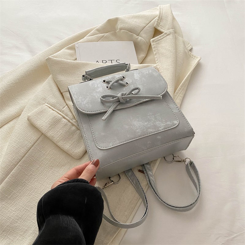 2024 Trendy Bow Ladies Backpack Cute Korean Style Silver 