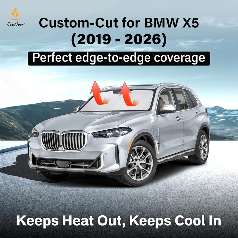 EcoNour Windshield Sun Shade Compatible for BMW X5 (2019–2025) | Custom Fit Front Window Shade for Midsize Luxury SUV | 4-Layer, 240T Sunshade Accessories | UV & Heat Blocker for X5 Windshield - Image 2