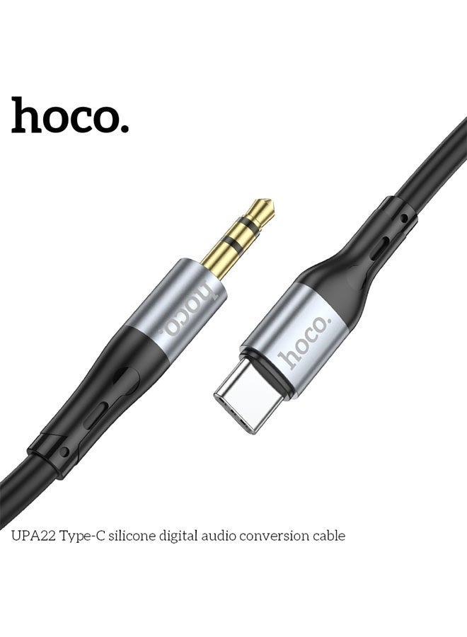 hoco. UPA22 3.5 mm to USB‑C Audio Conversion Cable (Black) – 1 m Nylon‑Braid Adapter, Hi‑Fi Sound, Plug‑and‑Play for Smartphones, Tablets & PCs  - Image 3