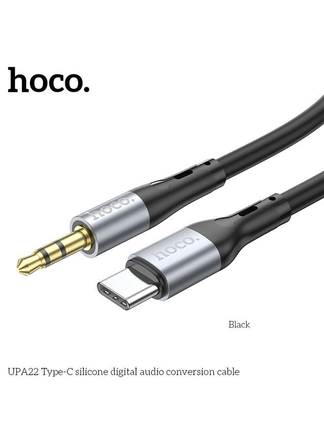 hoco. UPA22 3.5 mm to USB‑C Audio Conversion Cable (Black) – 1 m Nylon‑Braid Adapter, Hi‑Fi Sound, Plug‑and‑Play for Smartphones, Tablets & PCs  - Image 2