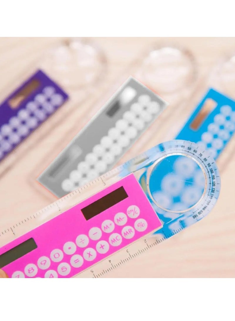 AROAQ Solar Ruler Calculator, Portable Mini Solar Transparent Ruler Calculator With Magnifier, Large Display Screen Easy To You School Calculator And Scale For Kids Students, (1pc, Green) - Image 3