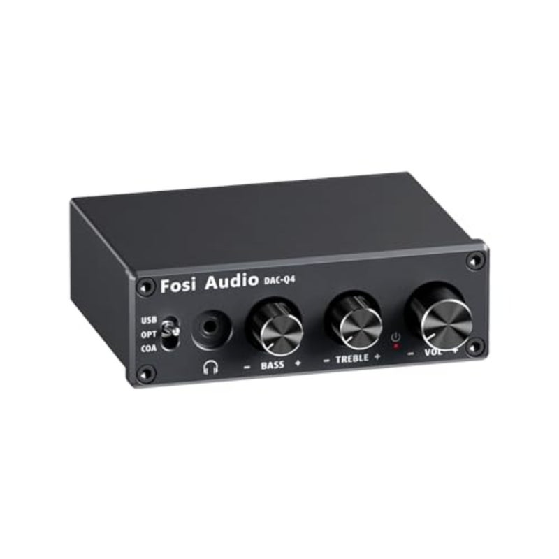 Q4 - Mini Stereo Gaming DAC and Headphone Amplifier, 24-Bit/192 KHz USB/Optical/Coaxial to RCA AUX, Digital-to-Analog Audio Converter Adapter for Home/Desktop Powered/Active Speakers - Black - Image 1