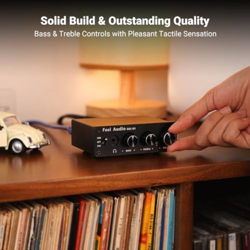 Q4 - Mini Stereo Gaming DAC and Headphone Amplifier, 24-Bit/192 KHz USB/Optical/Coaxial to RCA AUX, Digital-to-Analog Audio Converter Adapter for Home/Desktop Powered/Active Speakers - Black - Image 5