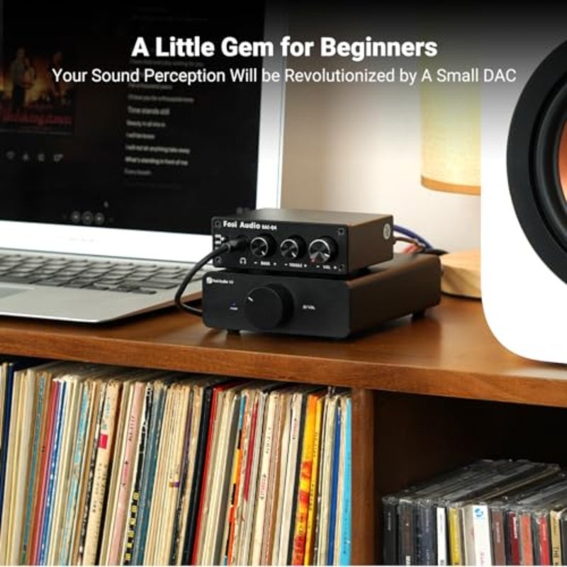 Q4 - Mini Stereo Gaming DAC and Headphone Amplifier, 24-Bit/192 KHz USB/Optical/Coaxial to RCA AUX, Digital-to-Analog Audio Converter Adapter for Home/Desktop Powered/Active Speakers - Black - Image 2