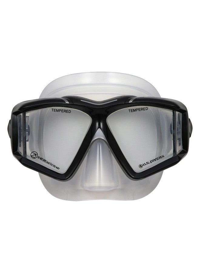 U.S. Divers Sideview Adult Snorkel Mask 180 Degree Full Underwater Vision Leak Free Silicone Face Skirt Easy Adjust Mask Buckles Pro Series ; Unisex Adult Black/Silver - Image 3
