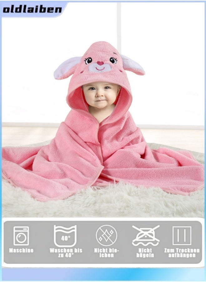 oldlaiben Hooded Baby Towel - Premium Soft Bath Towel For Baby, Newborn,Infant - Ultra Absorbent,Natural Baby Stuff Towel, Soft Bath Towel For Boys And Girls,80*80cm (Pink)  - Image 1