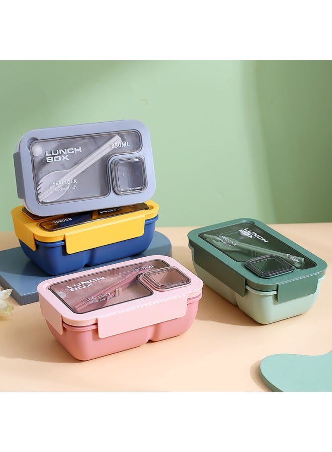 Portable Compartment Lunch Box Bag For Students And Office Students Lunch Lunch Microwave Heating Simple Light Food Lunch Box-Specifications:HT0137-Rectangular 850ml PP Suit (Lunch Box Cup Bag) White  - Image 2
