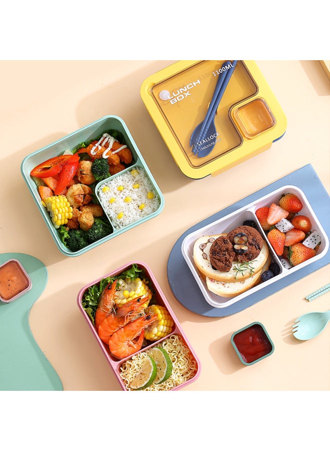 Portable Compartment Lunch Box Bag For Students And Office Students Lunch Lunch Microwave Heating Simple Light Food Lunch Box-Specifications:HT0137-Rectangular 850ml PP Suit (Lunch Box Cup Bag) White  - Image 3