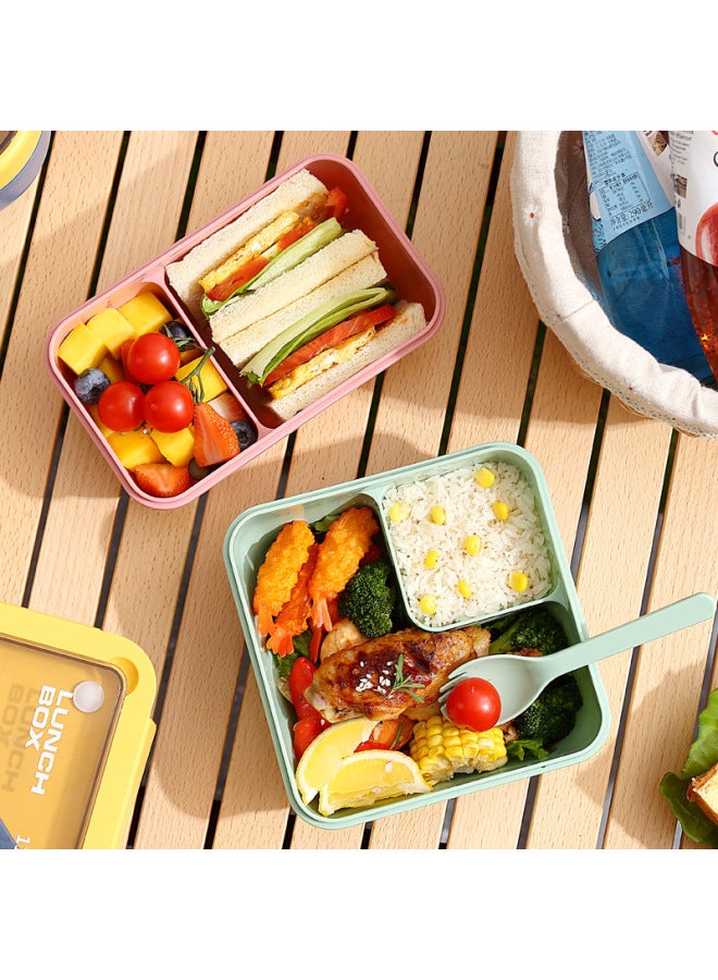 Portable Compartment Lunch Box Bag For Students And Office Students Lunch Lunch Microwave Heating Simple Light Food Lunch Box-Specifications:HT0137-Rectangular 850ml PP Suit (Lunch Box Cup Bag) White  - Image 4