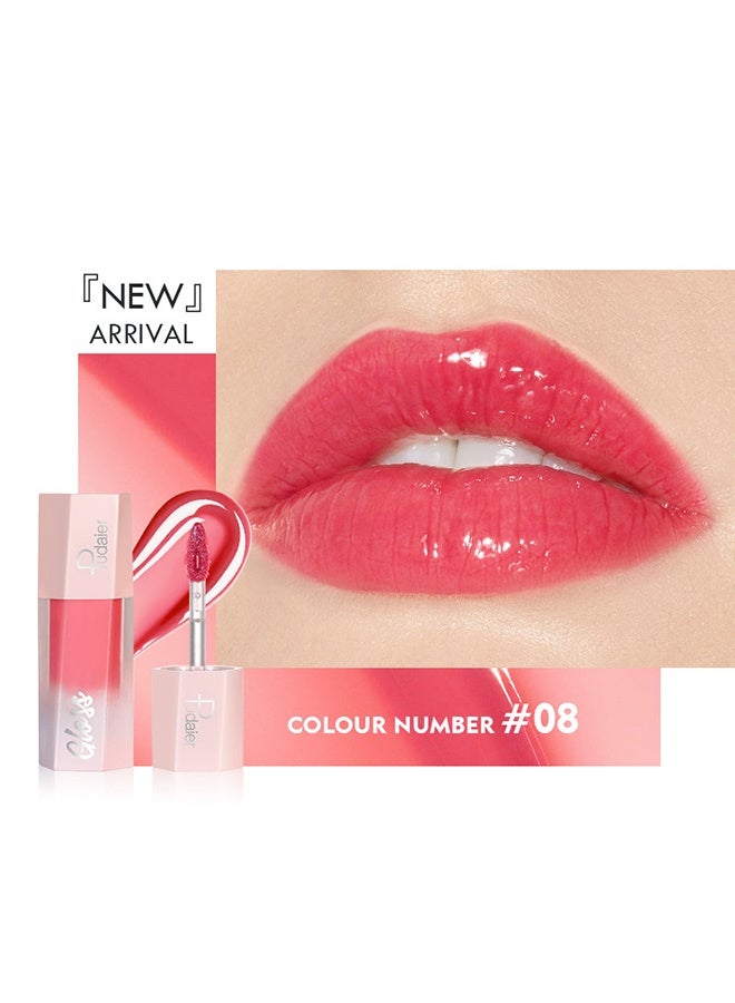 بوداير ملمع شفاه فائق اللمعان الماس ماتي زيت الشفاه ملمع بريق معدني سائل أحمر شفاه بريق لامع الشفاه الصقيل لامع لمسة نهائية عالية الصباغ طويل الأمد ملمع الشفاه صبغة مكياج #08 - Image 2