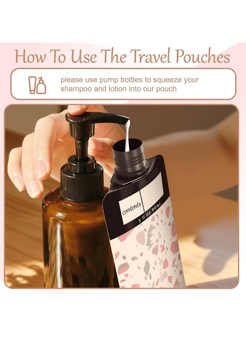 Leak Proof Empty Squeeze Pouches, 3 oz/18 Pack Refillable Travel Size Containers, Portable Shampoo Liquid Container, TSA Approved Travel Bottles for Toiletries for Lotion Face Cream Hand Soap - Image 2