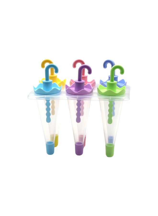IDEAL PACK 6 PCS Umbrella Shaped Ice Cream Moulds – Reusable BPA-Free Popsicle Maker Set for Kids and Adults – Fun Summer DIY Ice Pop Tray with Sticks and Lids - Image 1