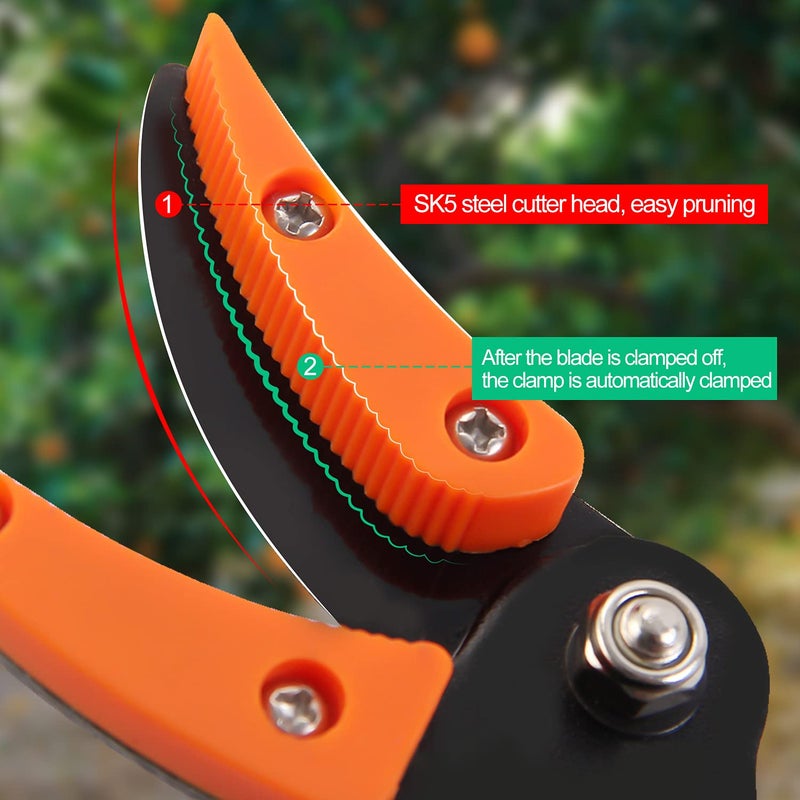 KSEIBI 143010 Long Reach 3.5 ft (1.0m) Cut & Hold Bypass Pruner - Lightweight Aluminum, Rust-Resistant, Ergonomic Grip, 1/4" Max Cut - Ideal for Precision Gardening & Pruning - Image 3