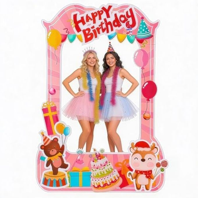 EARTHSON 6 Ft x 4 Ft Happy Birthday Photo Booth Box Photo Cutout Stand in Life-Size Cardboard Frame Prop for Birthday Party Supplies - Image 5