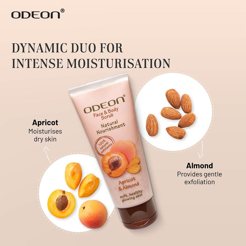 ODEON Face and Body Scrub 100ml Apricot  Almond  Exfoliating Body Scrub for Even  Glowing Skin  Reduce Fine Lines  NutrientRich Almond Oil Scrub  Gentle Exfoliating Face Scrub - Image 4