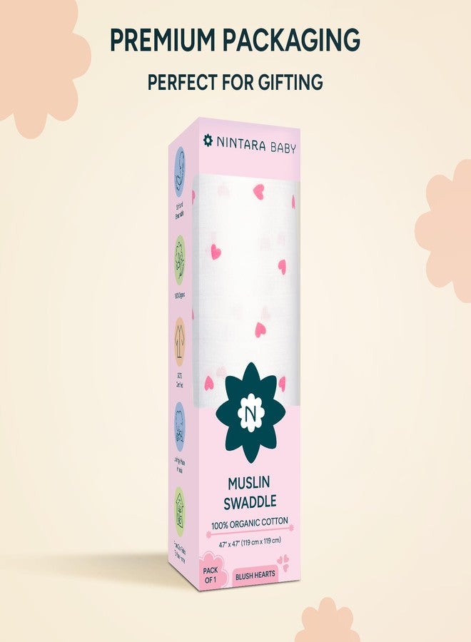 NINTARABABY قماط نينتارابيبي كبير جدًا - قطن موسلين عضوي فاخر 100%، 119 سم × 119 سم، فائق النعومة، يسمح بمرور الهواء وخفيف الوزن، متعدد الاستخدامات، مضاد للحساسية، هدية مثالية للمواليد الجدد من الإناث - Image 5