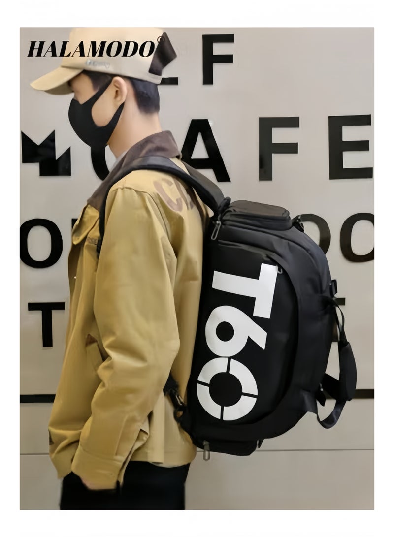 هالامودو حقيبة رياضية للجنسين حقيبة رياضية للجنسين حقيبة سفر رياضية من القماش الخشن حقيبة لياقة بدنية مقاومة للماء مع حجرة للأحذية للسباحة والرياضة والسفر والتمرين - Image 5