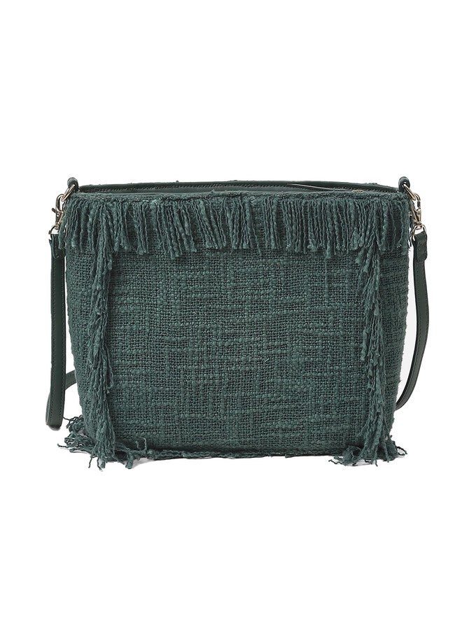 Label RITU KUMAR Green Textured Sling Bag - Image 4