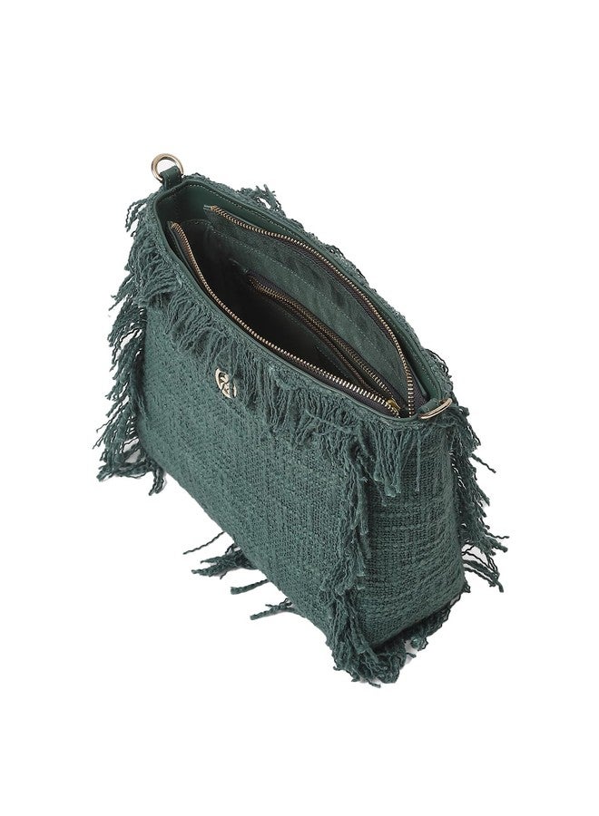 Label RITU KUMAR Green Textured Sling Bag - Image 3