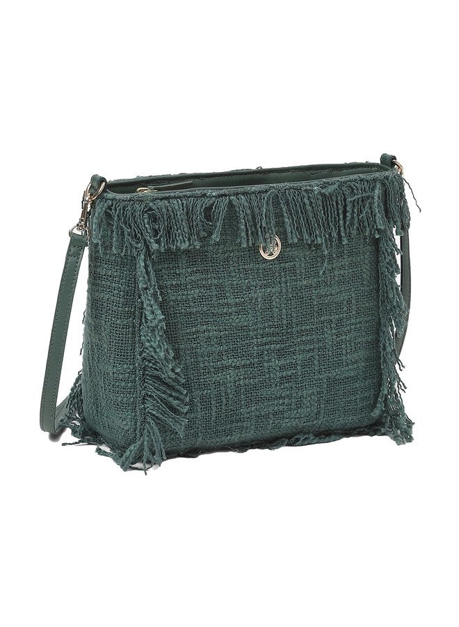 Label RITU KUMAR Green Textured Sling Bag - Image 1
