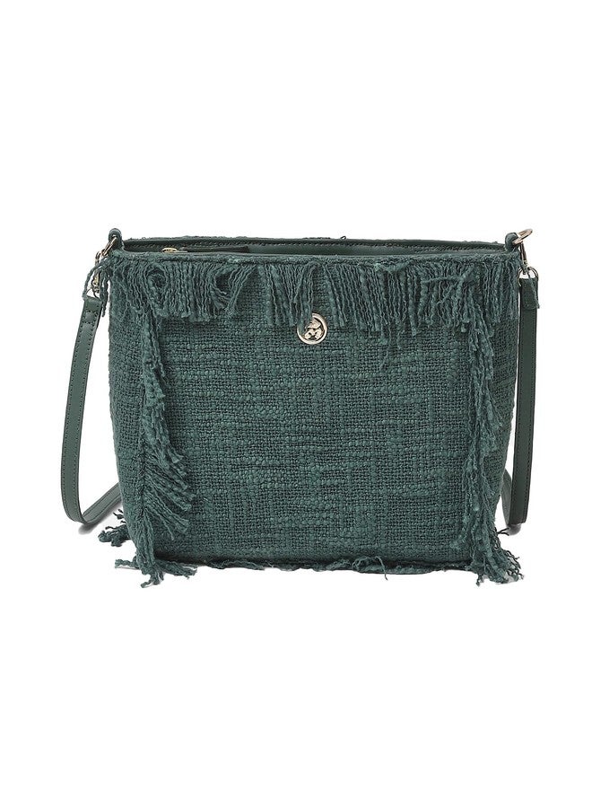 Label RITU KUMAR Green Textured Sling Bag - Image 2