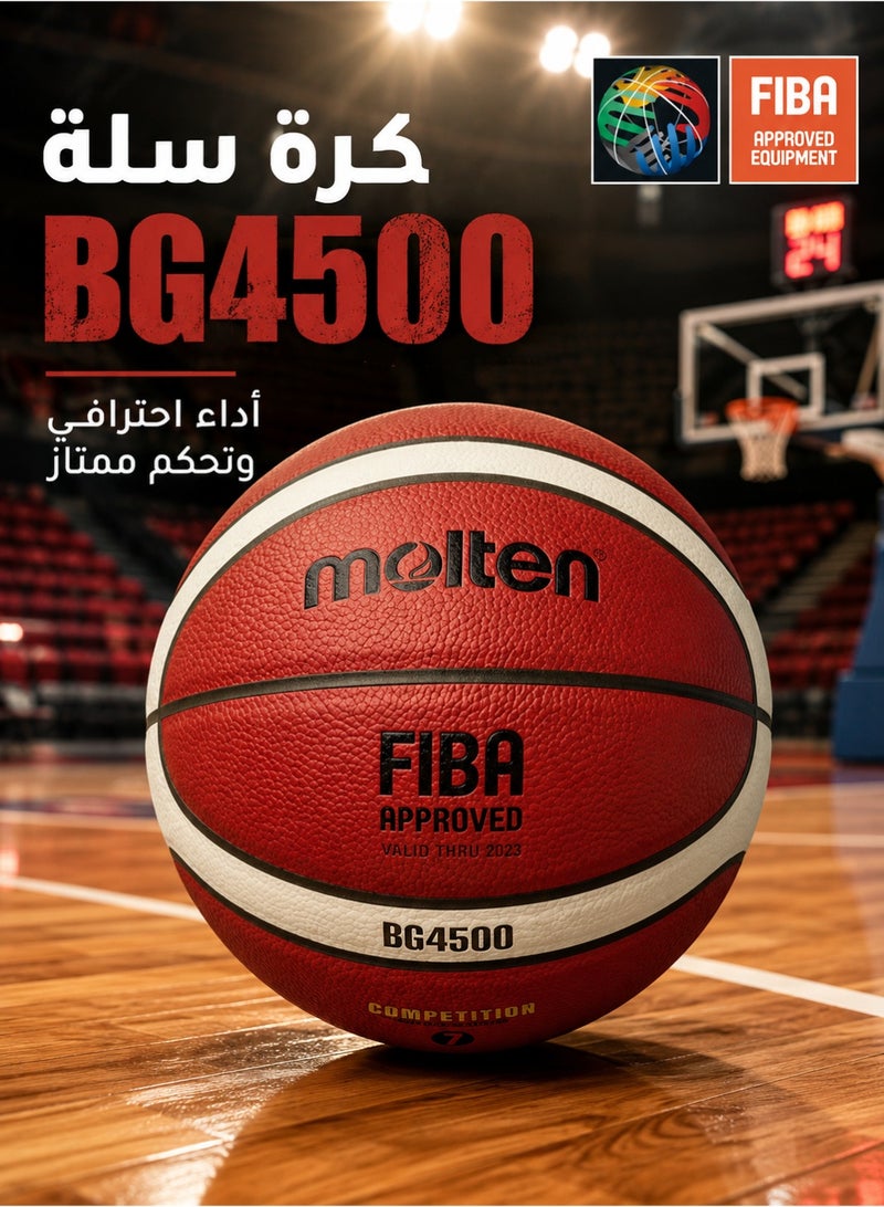 Molten BG4500 Basketball Size 7, FIBA Approved Match Basketball, Premium Composite Leather Indoor Basketball with Superior Grip & Control for Training, Games & Competition - Image 1