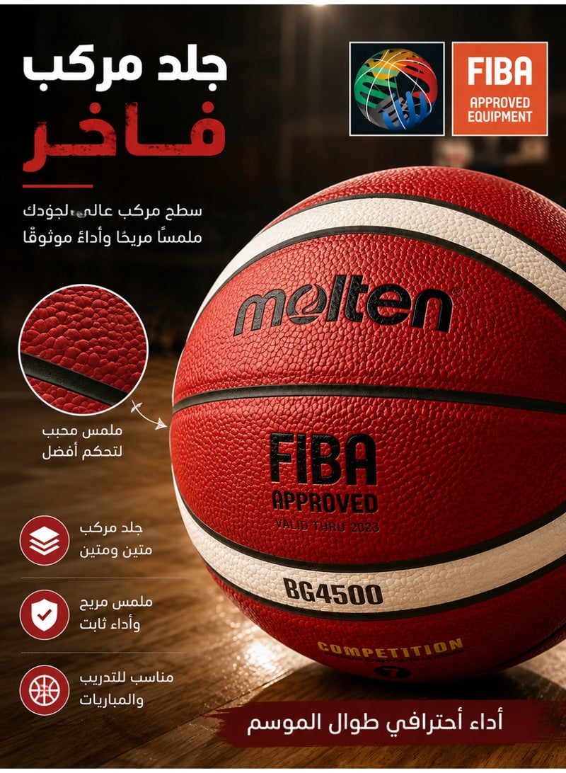 Molten BG4500 Basketball Size 7, FIBA Approved Match Basketball, Premium Composite Leather Indoor Basketball with Superior Grip & Control for Training, Games & Competition - Image 3