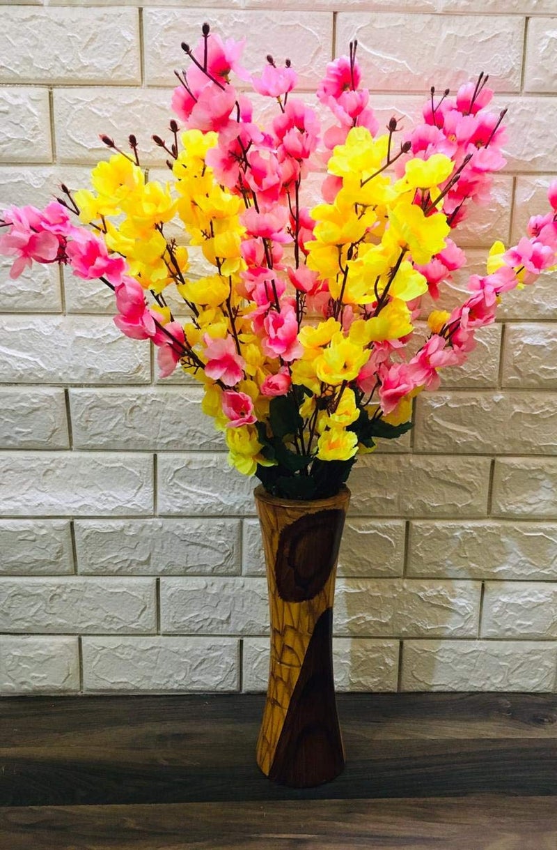 AWICKTIK Polyester Pack of 2 Attractive Real Touch Artificial Flowers for Decoration Blossom Flower Bunch for Vase Home Decor Office Decor Without Vase 60 Cm Height YellowPink - Image 1