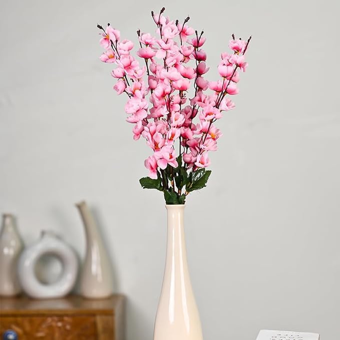 AWICKTIK Polyester Pack of 2 Attractive Real Touch Artificial Flowers for Decoration Blossom Flower Bunch for Vase Home Decor Office Decor Without Vase 60 Cm Height YellowPink - Image 5