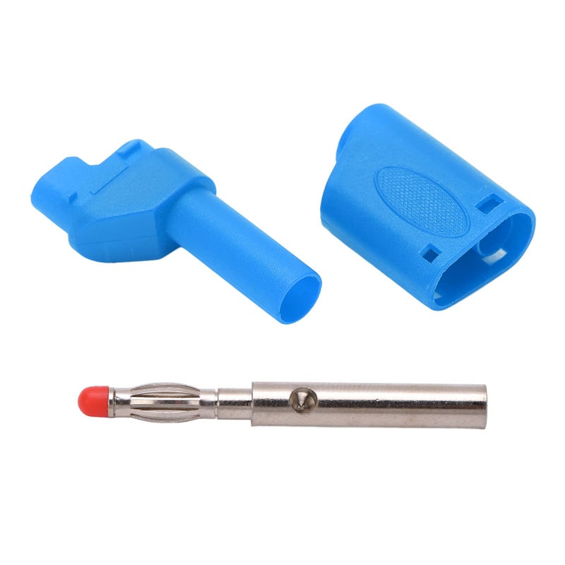 Blue Banana Plug Connectors 4mm Pure Copper Gold Plated Insulated Safety Housing 10pcs - Image 2