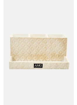 AMG Ceramic Dotted Lattice Organizer, Beige  - Image 1