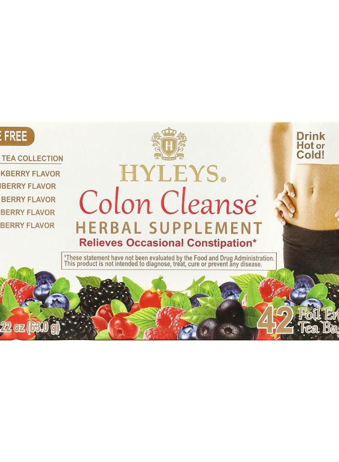 HYLEYS Tea Colon Cleanse Assorted Tea Collection Caffeine Free 42 Foil Envelope Tea Bags 2.22 oz (63 g)