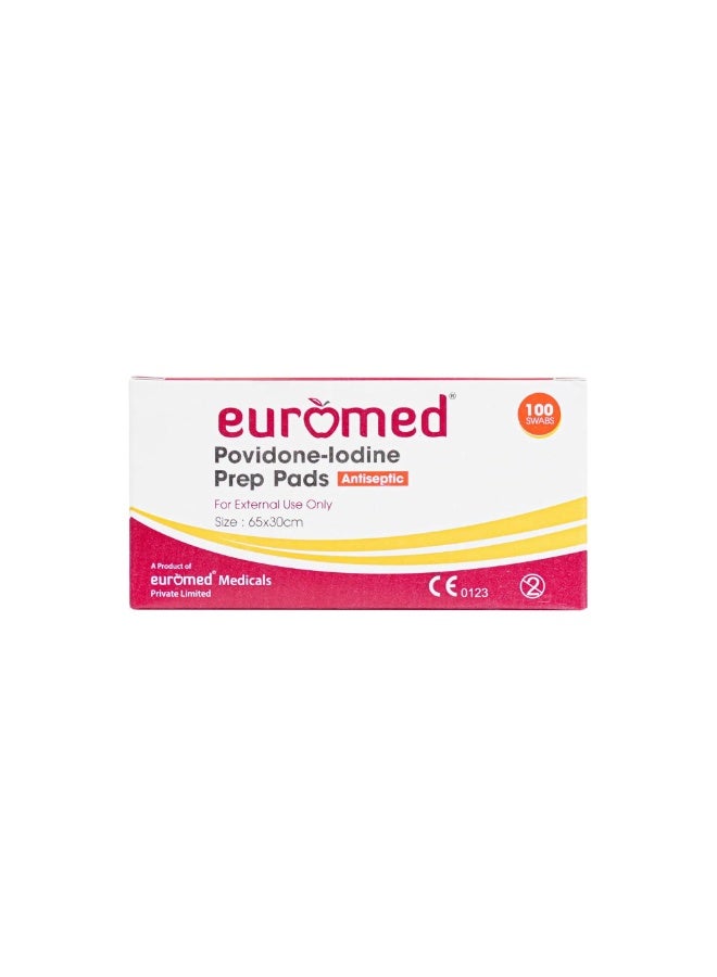 Euromedica Povidone Iodine Pre-Padded Swabs 100s – Antiseptic Skin Cleansing Pads - Image 1