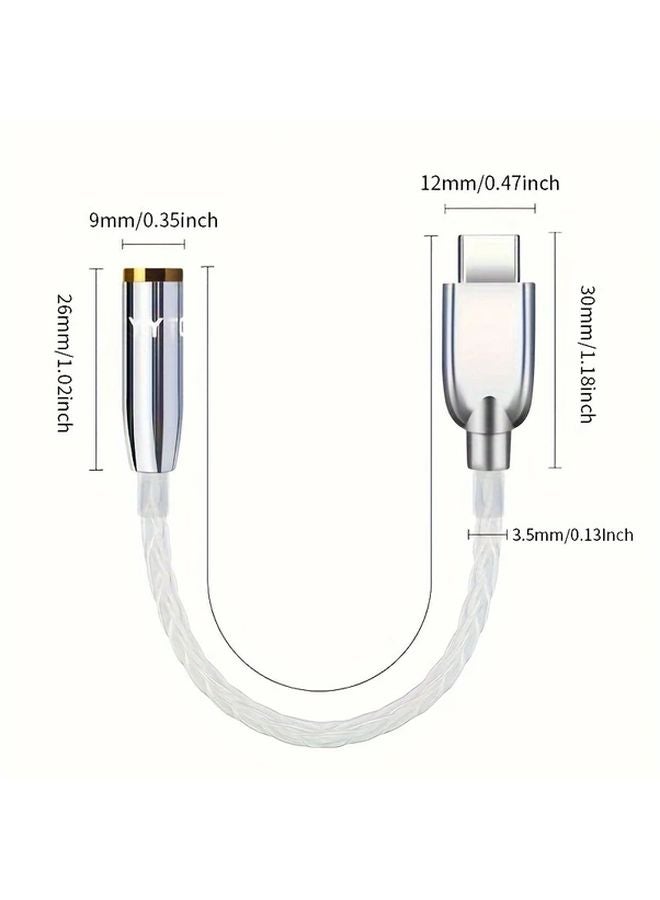 محول من Type C إلى 3.5 مم مساعد بطول 4.72 بوصة محول صوتي لسامسونج جالاكسي شاومي - Image 3
