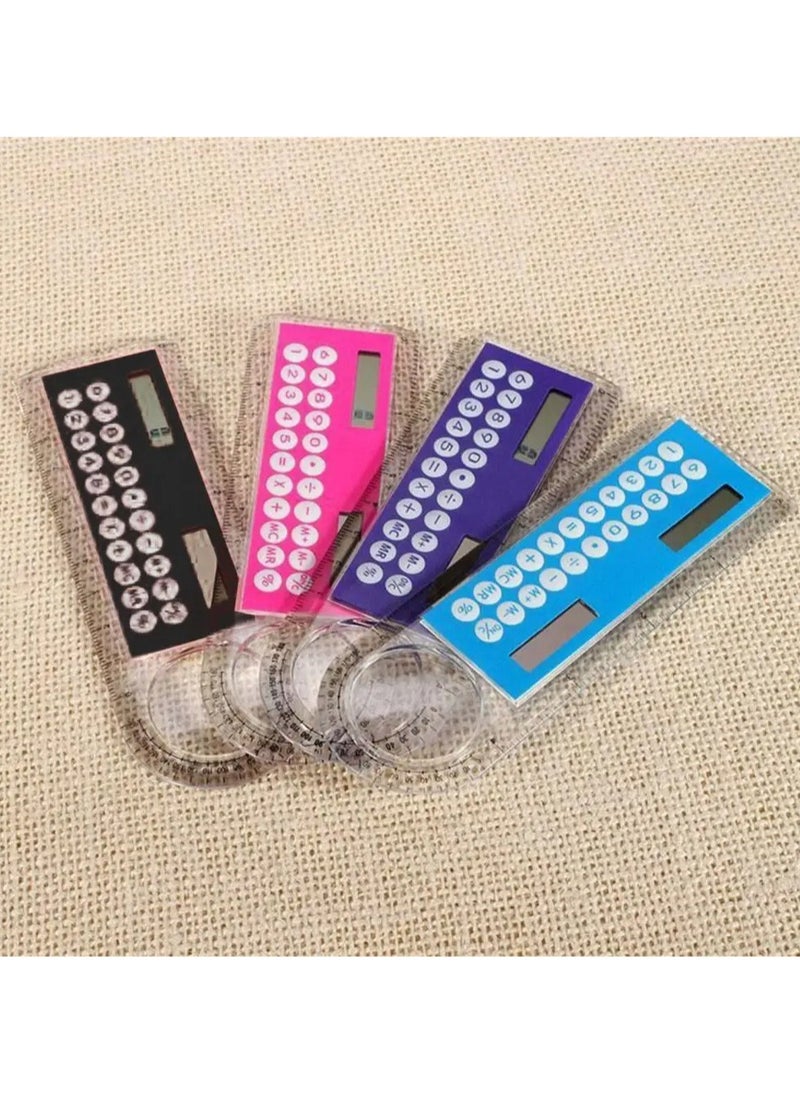 AROAQ - Solar Ruler Calculator, Portable Mini Solar Transparent Ruler Calculator With Magnifier, Large Display Screen Easy To You School Calculator And Scale For Kids Students, (1pc, Pink) - Image 1