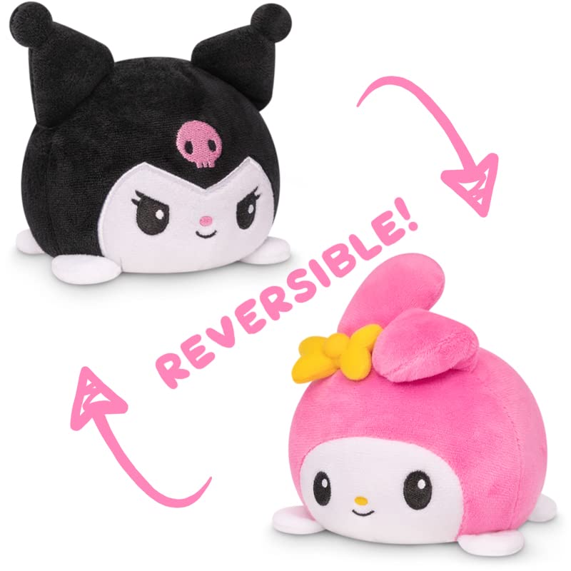 TeeTurtle Reversible Sanrio My Melody & Kuromi Plushie 4-Inch Two-Sided Flip Plush Toy with Embroidered Details Cute Mini Collectible Plush for Kids, Teens, and Adults - Image 3