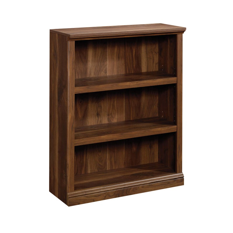 Sauder 3 Tier Book Shelf Wooden Bookcase Multipurpose Bookshelf for Home Office Living Room in Grand Walnut